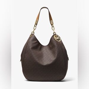 Michael Kors brown Fulton Large Logo Shoulder Bag